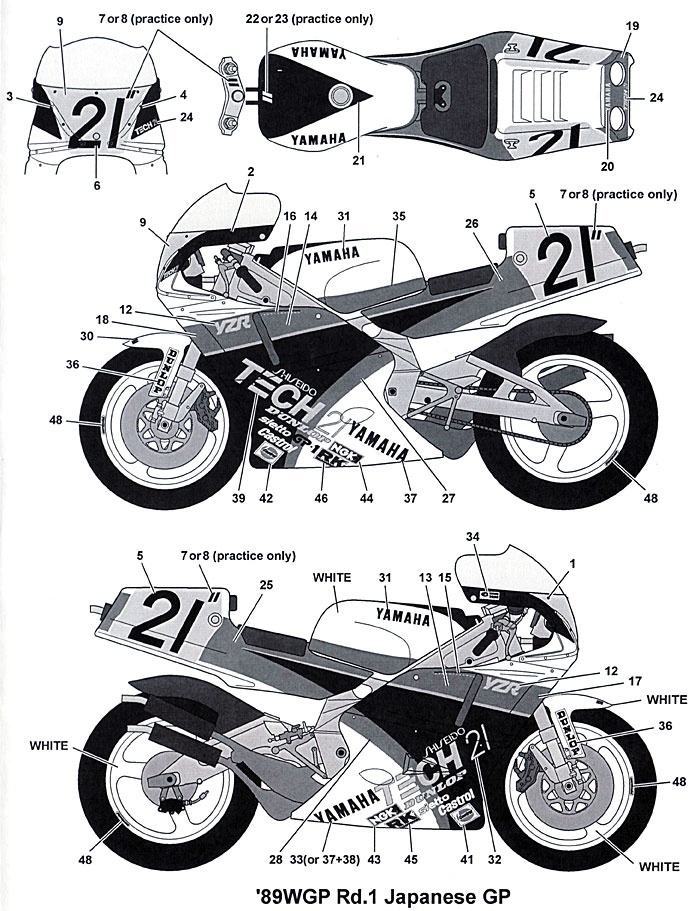 ヤマハ YZR500 TECH21 #21 1989 デカール (タブデザイン 1/12 デカール No.TABU-12069) 商品画像_1