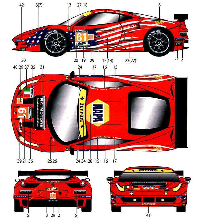 フェラーリ 458 #61 ル・マン 2012 デカール (スタジオ27 ツーリングカー/GTカー オリジナルデカール No.DC952) 商品画像_1