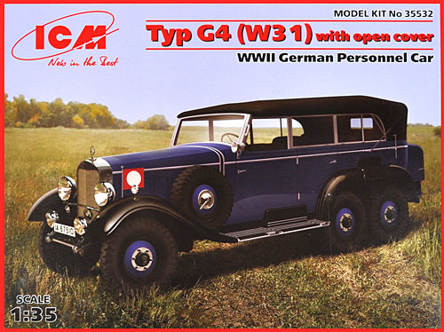 ドイツ G4 (W31) 高官用 6輪乗用車 ルーフ幌付タイプ プラモデル (ICM 1/35 ミリタリービークル・フィギュア No.35532) 商品画像