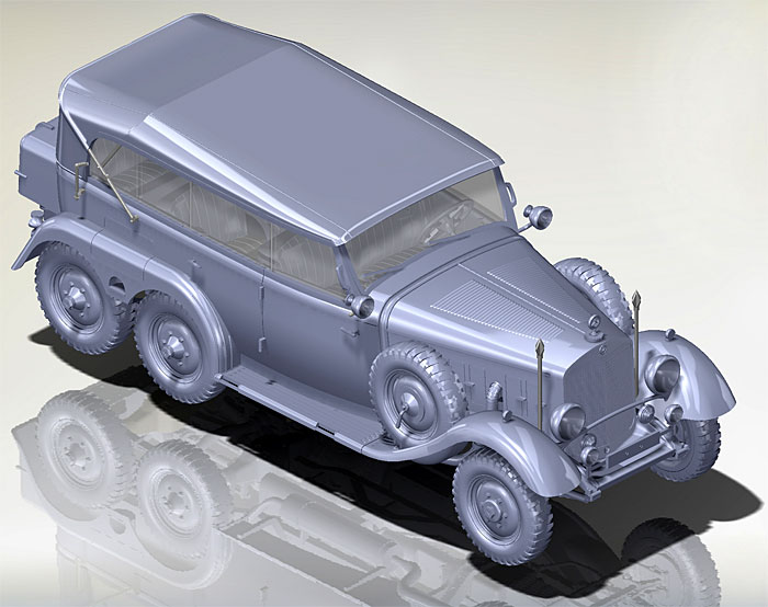 ドイツ G4 (W31) 高官用 6輪乗用車 ルーフ幌付タイプ プラモデル (ICM 1/35 ミリタリービークル・フィギュア No.35532) 商品画像_2