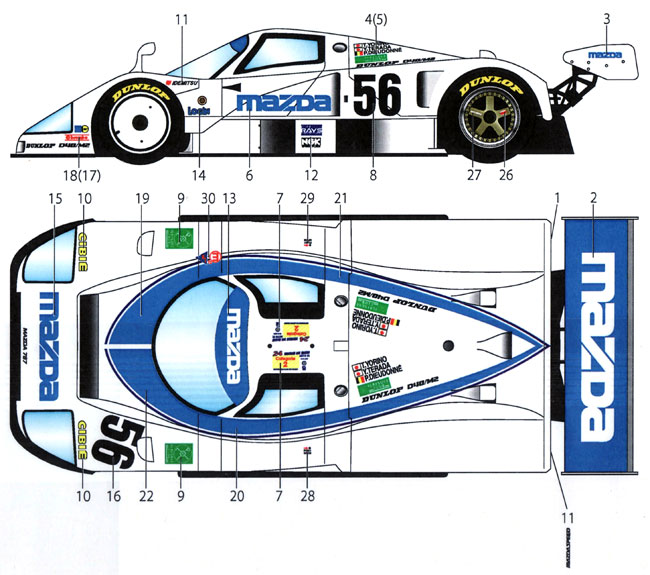 マツダ 787 #56 マツダ ル・マン 1991 デカール (スタジオ27 ツーリングカー/GTカー オリジナルデカール No.DC969) 商品画像_1