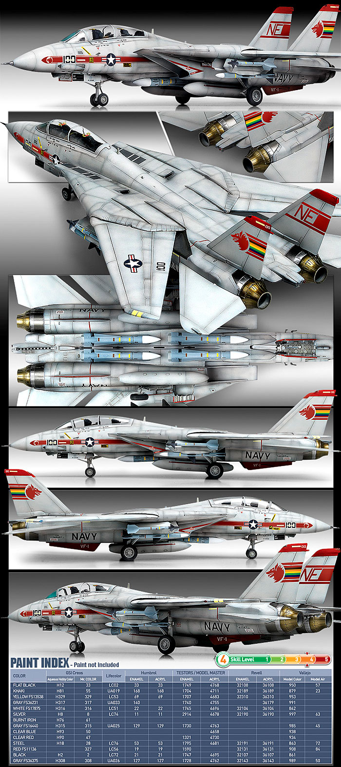 F-14A トムキャット VF-1 ウルフパック プラモデル (アカデミー 1/72 Aircrafts No.12504) 商品画像_2