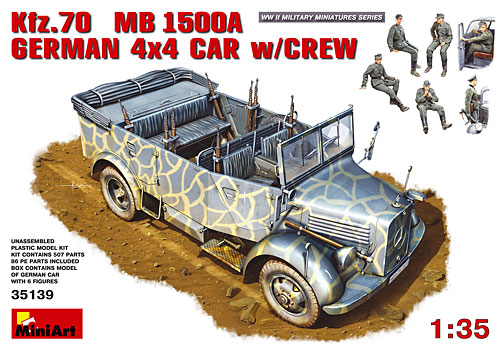 ドイツ Kfz.70 MB 1500A 4x4 w/Crew プラモデル (ミニアート 1/35 WW2 ミリタリーミニチュア No.35139) 商品画像