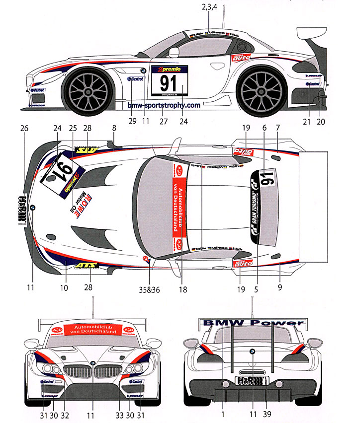 BMW Z4 #1/20/91 2010 デカール (スタジオ27 ツーリングカー/GTカー オリジナルデカール No.DC966) 商品画像_1