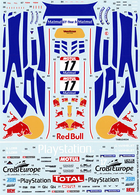 マクラーレン MP4-12C Sebastien Lobe Racing #17 GT-Tour 2012 デカール (タブデザイン 1/24 デカール No.TABU-24034) 商品画像