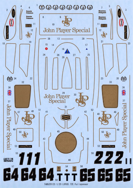 ロータス Type72E フルスポンサーデカール デカール (タブデザイン 1/20 デカール No.TABU-20123) 商品画像