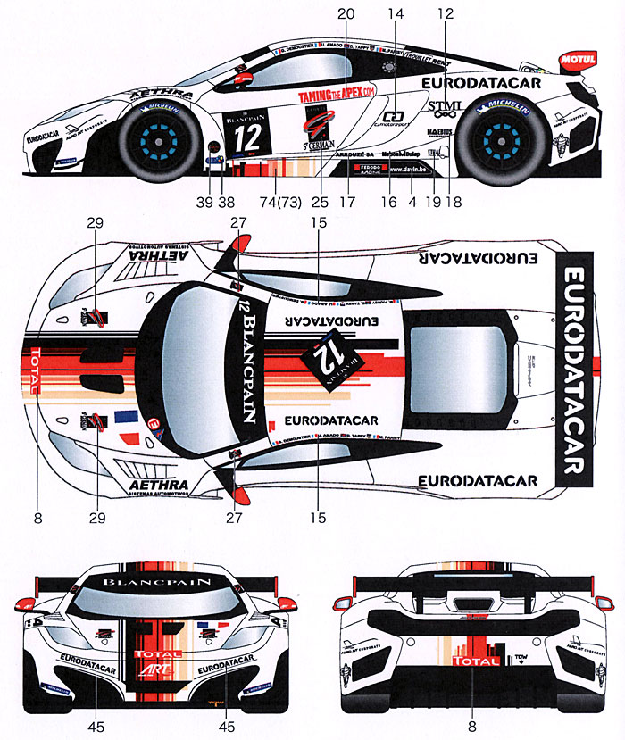 マクラーレン MP4-12C ART Grand Prix #12 ブランパン 2012 デカール (スタジオ27 ツーリングカー/GTカー オリジナルデカール No.DC965) 商品画像_2