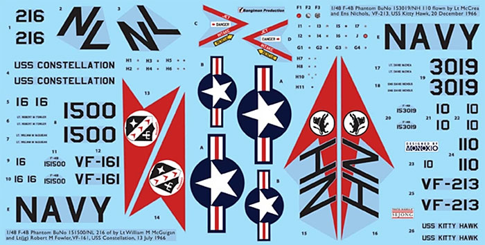 F-4B ファントム 2 用 デカールセット 3 (VF-161&VF-213) デカール (KA Models デカール （KG） No.KG-20007) 商品画像_1