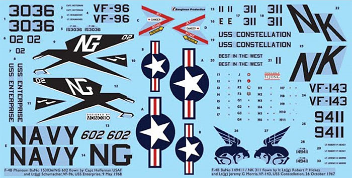 F-4B ファントム 2 用 デカールセット 8 (VF-96&VF-143) デカール (KA Models デカール （KG） No.KG-20012) 商品画像_1