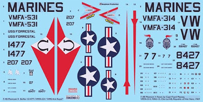 F-4B ファントム 2 用 デカールセット 10 (VMFA-531&VMFA-314) デカール (KA Models デカール （KG） No.KG-20014) 商品画像_1