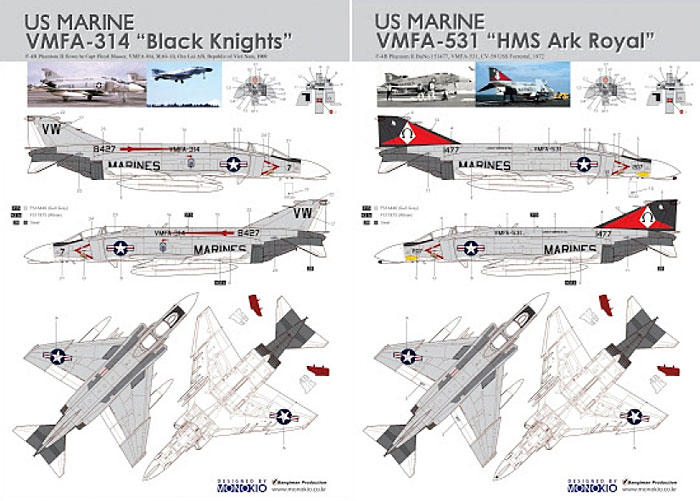 F-4B ファントム 2 用 デカールセット 10 (VMFA-531&VMFA-314) デカール (KA Models デカール （KG） No.KG-20014) 商品画像_2