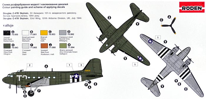 ダグラス C-47 スカイトレーン 輸送機 プラモデル (ローデン 1/144 エアクラフト No.308) 商品画像_1