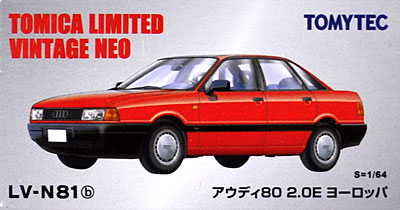 アウディ 80 2.0E ヨーロッパ (赤) ミニカー (トミーテック トミカリミテッド ヴィンテージ ネオ No.LV-N081b) 商品画像
