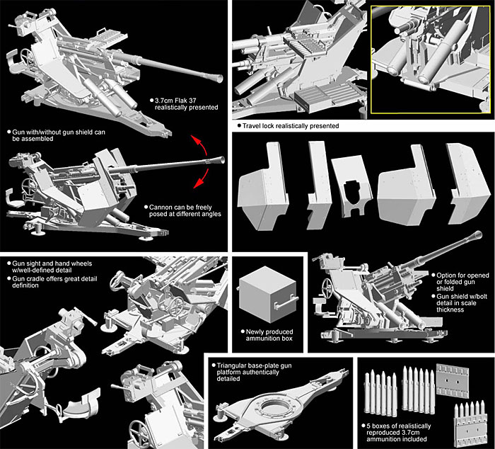3.7cm Flak37 高射機関砲 プラモデル (ドラゴン 1/35 '39-'45 Series No.6483) 商品画像_3
