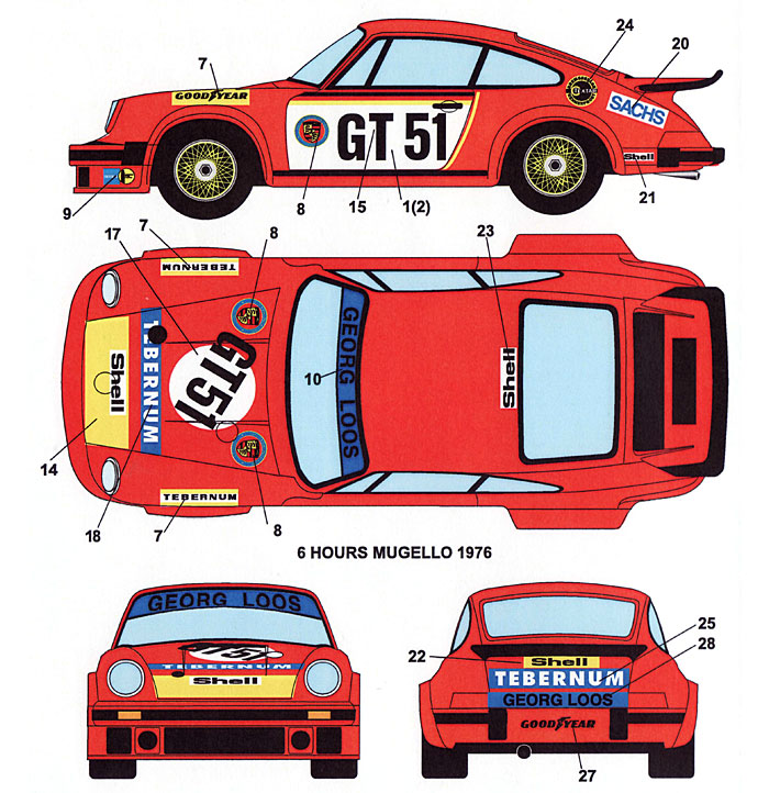ポルシェ 934 GEORG LOOS #1/51 1976 デカール (スタジオ27 ツーリングカー/GTカー オリジナルデカール No.DC973) 商品画像_2