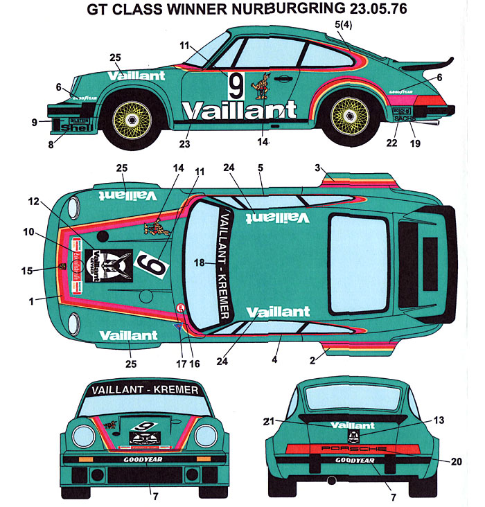ポルシェ 934 ヴァイラント-クレマー #7/9 1976 デカール (スタジオ27 ツーリングカー/GTカー オリジナルデカール No.DC974) 商品画像_2