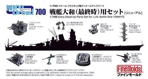 戦艦大和 最終時用セット (リニューアル) プラモデル (ファインモールド 1/700 ナノ・ドレッド シリーズ No.77912) 商品画像