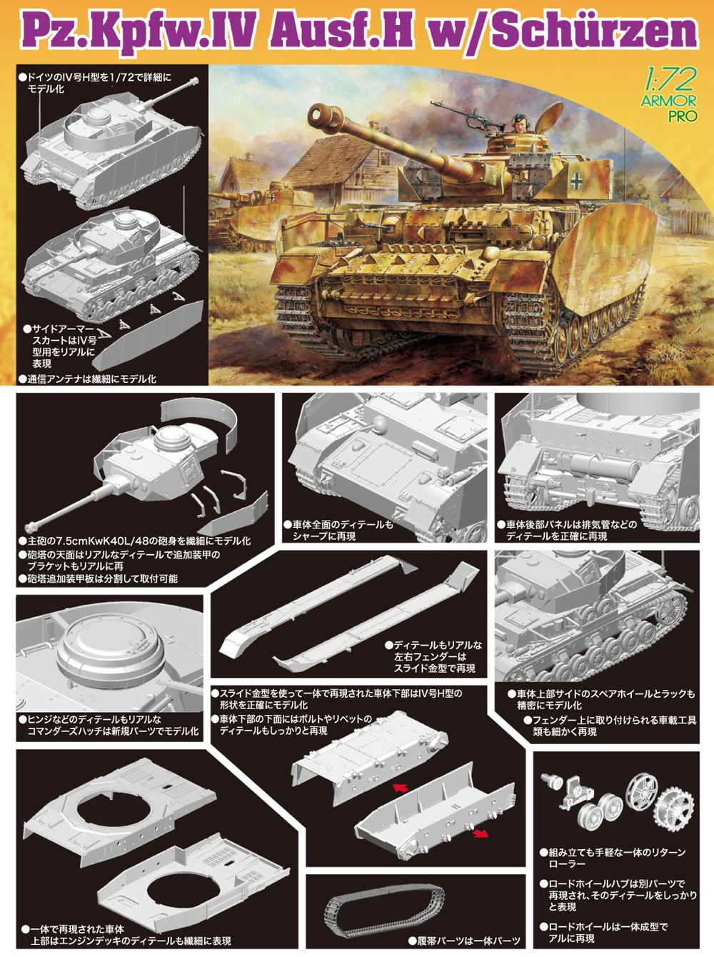 4号戦車H型 シュルツェン付き プラモデル (ドラゴン 1/72 ARMOR PRO (アーマープロ) No.7497) 商品画像_2