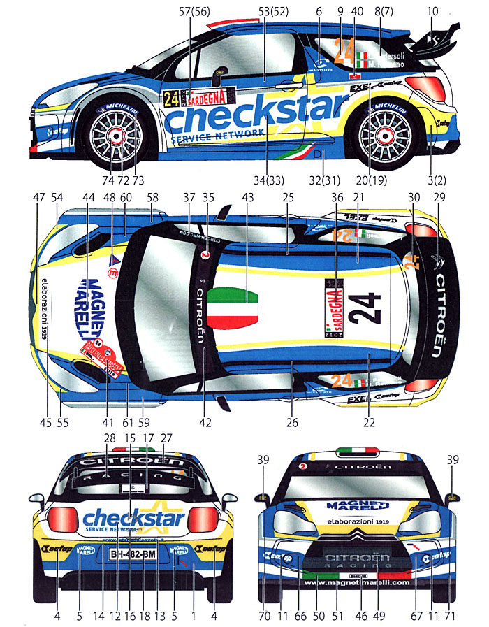 シトロエン DS3 #24 イタリア WRC 2012 デカール (スタジオ27 ラリーカー オリジナルデカール No.DC987) 商品画像_1