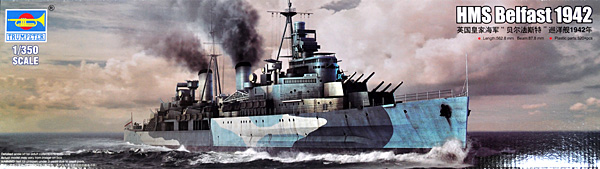 イギリス海軍 軽巡洋艦 HMS ベルファスト 1942 プラモデル (トランペッター 1/350 艦船シリーズ No.05334) 商品画像