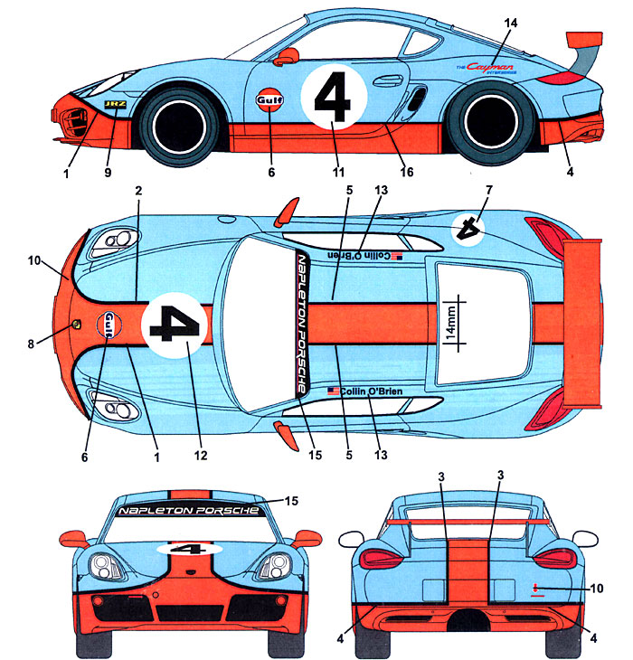 ポルシェ ケイマン Gulf #4 デカール (スタジオ27 ツーリングカー/GTカー オリジナルデカール No.DC989) 商品画像_1