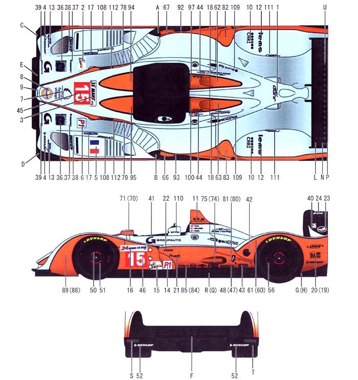 ぺスカローロ ジャッド Gulf #15/24 LMP1 ル・マン 2011年 デカール (スタジオ27 ツーリングカー/GTカー オリジナルデカール No.DC995) 商品画像_1