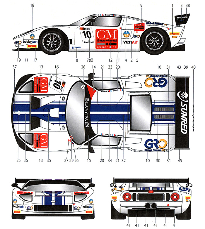 フォード GT1 #10 FIA GT 2012 デカール (スタジオ27 ツーリングカー/GTカー オリジナルデカール No.DC998) 商品画像_1