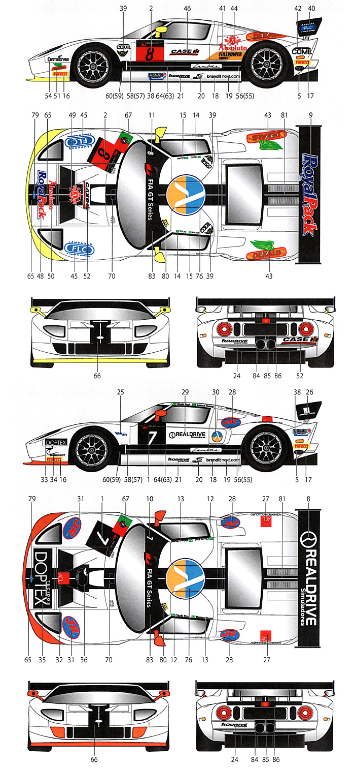 フォード GT1 #7/#8 FIA GT 2013 デカール (スタジオ27 ツーリングカー/GTカー オリジナルデカール No.DC999) 商品画像_1