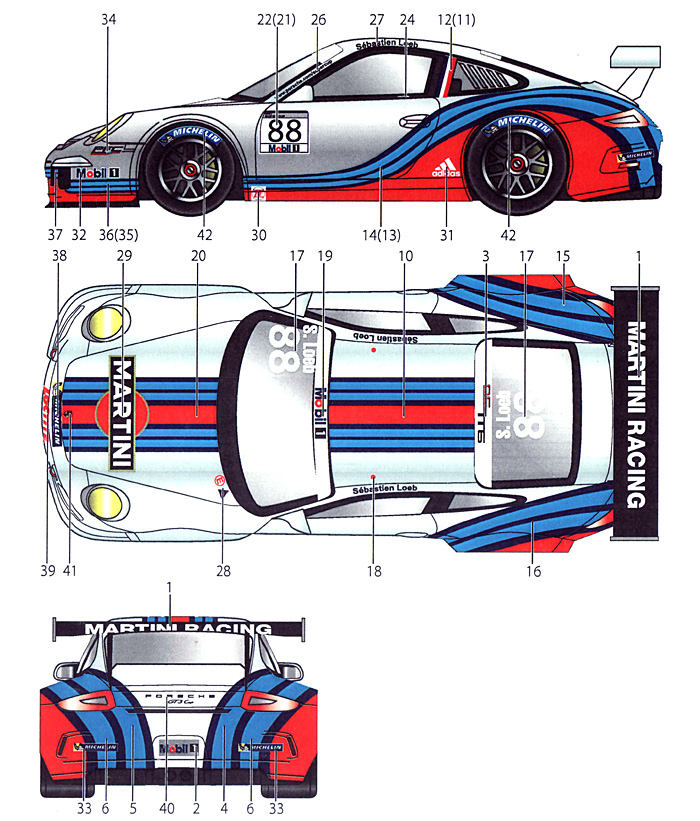 ポルシェ 911 GT1 マルティーニ 2013 デカール (スタジオ27 ツーリングカー/GTカー オリジナルデカール No.DC991) 商品画像_1