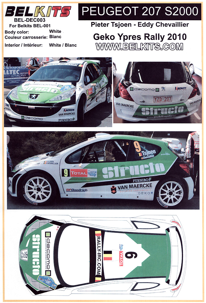 プジョー 207 S2000 #9 Geko Ypres Rally 2010 デカール (BELKITS デカール No.BEL-DEC003) 商品画像_1