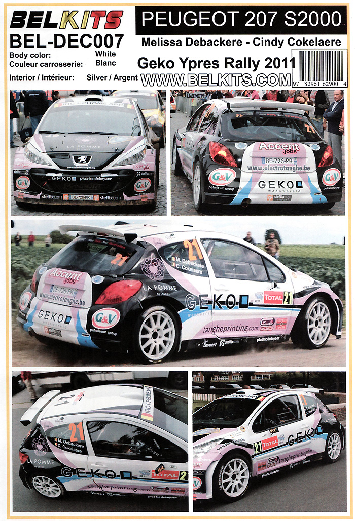 プジョー 207 S2000 #21 Geko Ypres Rally 2011 デカール (BELKITS デカール No.BEL-DEC007) 商品画像_1