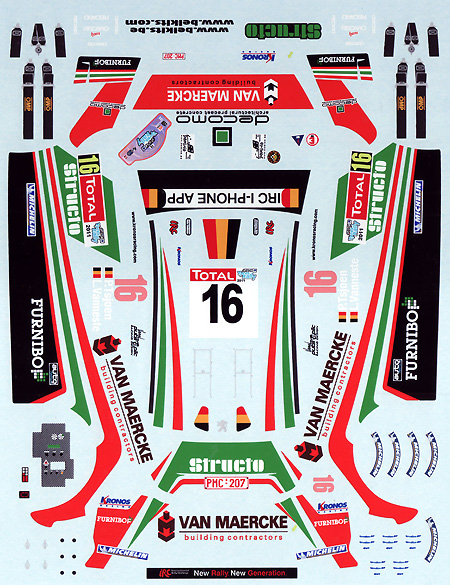 プジョー 207 S2000 #16 Geko Ypres Rally 2011 デカール (BELKITS デカール No.BEL-DEC008) 商品画像