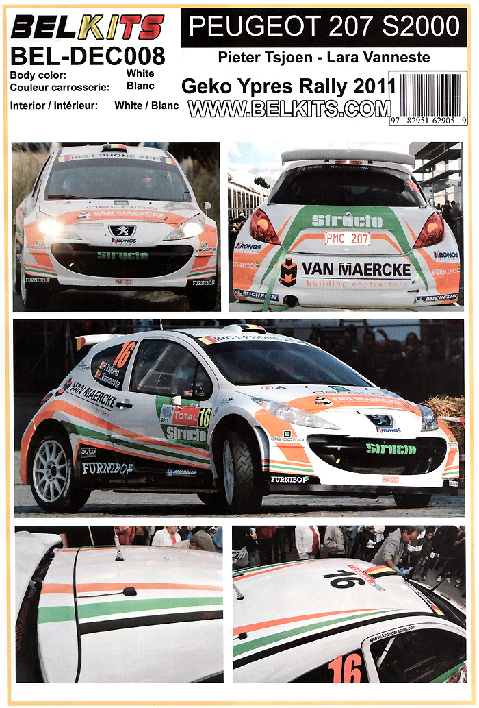 プジョー 207 S2000 #16 Geko Ypres Rally 2011 デカール (BELKITS デカール No.BEL-DEC008) 商品画像_1