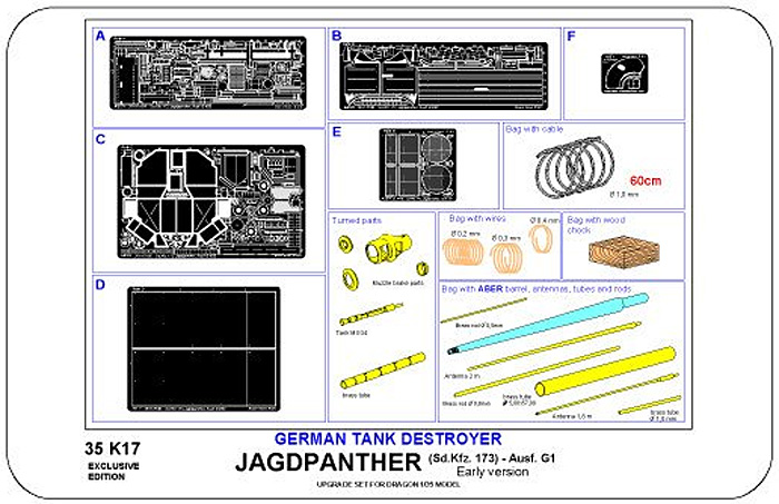 ヤークトパンター 駆逐戦車 G1(初期型) アップグレードセット (ドラゴン用) エッチング (アベール 1/35 AFV用エッチングパーツ No.35 K017) 商品画像_2