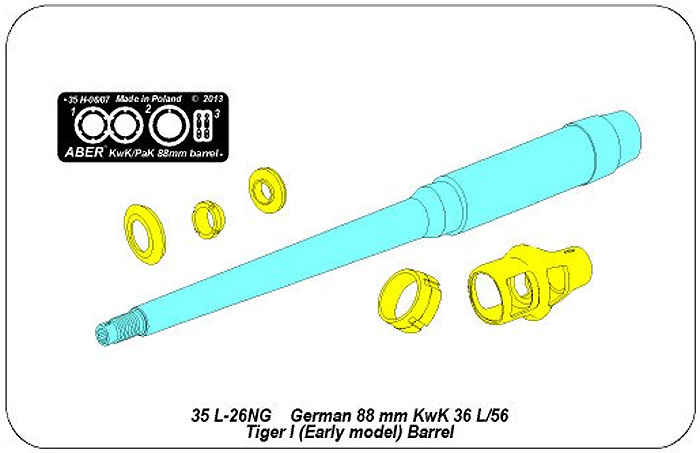 ドイツ 88mm KwK36 L/56 タイガー 1 初期型用 砲身 メタル (アベール 1/35 AFV用 砲身パーツ No.35L-026n) 商品画像_2