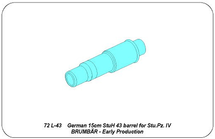 ドイツ 15cm StuH43 砲身 (ブルムベア 初期型用) メタル (アベール 1/72 AFV用 砲身パーツ No.72L-043) 商品画像_2