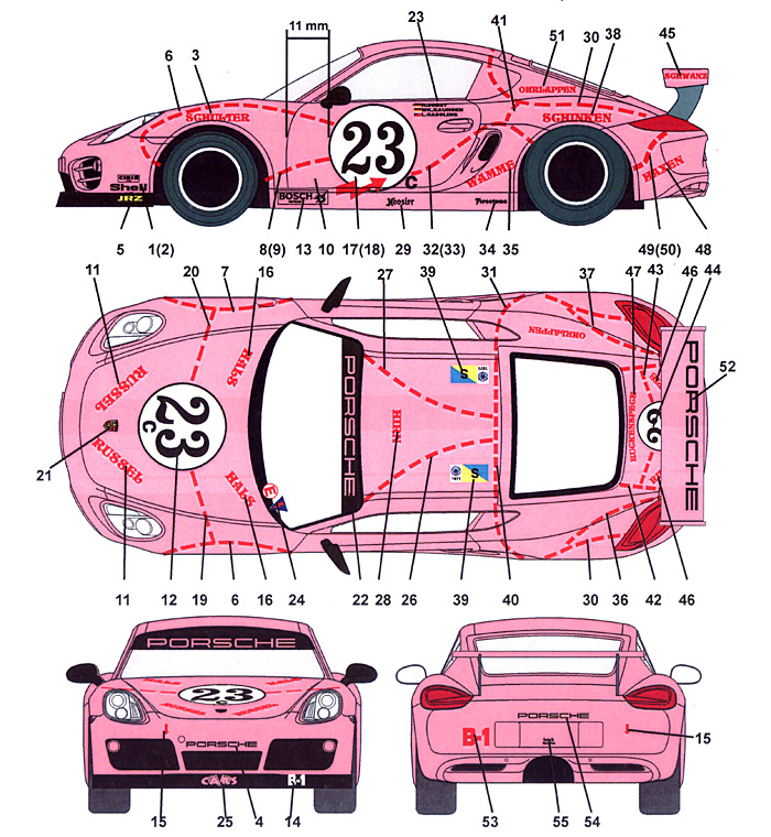 ポルシェ ケイマン ピンク ピッグ #3 ラグナセカ 2011年 デカール (スタジオ27 ツーリングカー/GTカー オリジナルデカール No.DC994) 商品画像_1