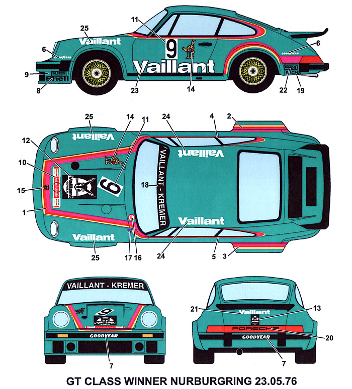 ポルシェ 934 ヴァイラント-クレマー #9 1976 デカール (スタジオ27 ツーリングカー/GTカー オリジナルデカール No.DC1000) 商品画像_1