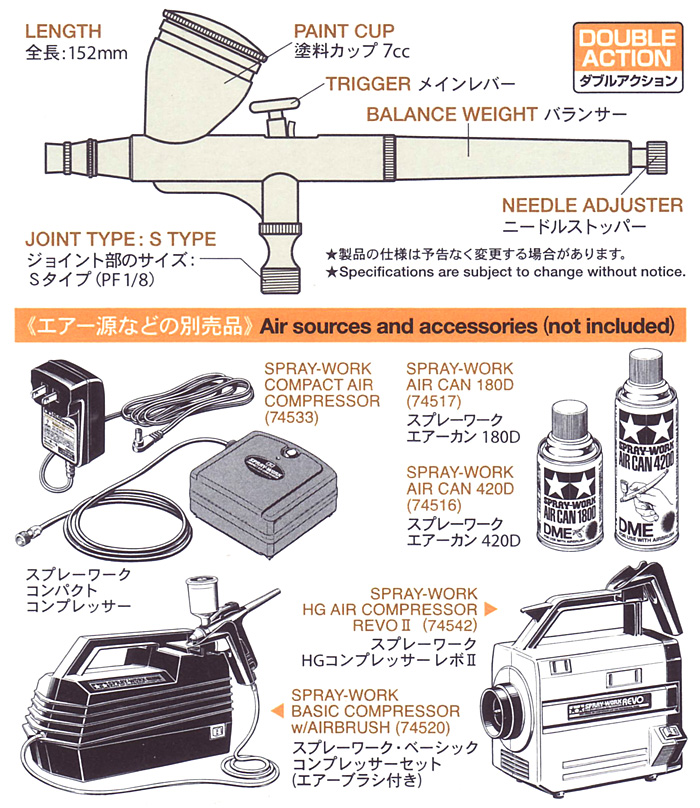 スパーマックス エアーブラシ SX 0.3D ハンドピース (タミヤ エアーブラシライトシリーズ No.74801) 商品画像_2