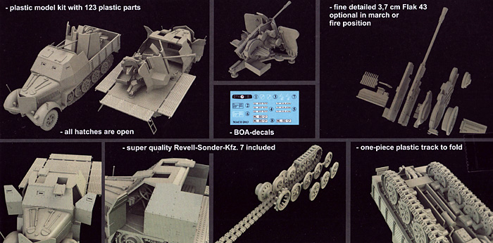 ドイツ Sd.Kfz.7/2 8トンハーフトラック Flak43 対空自走砲 装甲タイプ プラモデル (マコ 1/72 AFVキット No.7213) 商品画像_1
