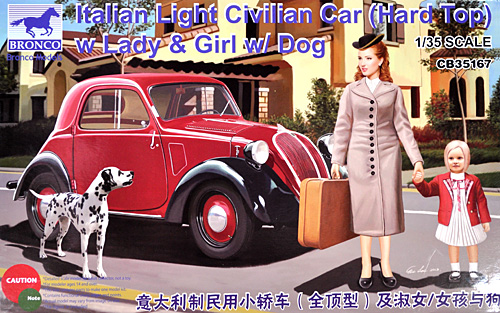 フィアット 500 トッポリーノ 乗用車 ハードトップ ＋ 女性と女児&犬 プラモデル (ブロンコモデル 1/35 AFVモデル No.CB35167) 商品画像