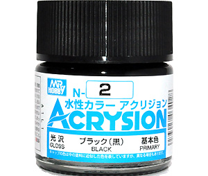 ブラック (黒) (光沢) (N-2) 塗料 (GSIクレオス 水性カラー アクリジョン No.N-002) 商品画像