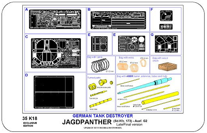 ヤークトパンター 駆逐戦車 G2(後期型) アップグレードセット (ドラゴン用) エッチング (アベール 1/35 AFV用エッチングパーツ No.35 K018) 商品画像_2