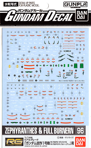 RG ガンダム試作1号機 ゼフィランサス/フルバーニアン 用 デカール (バンダイ ガンダムデカール No.096) 商品画像