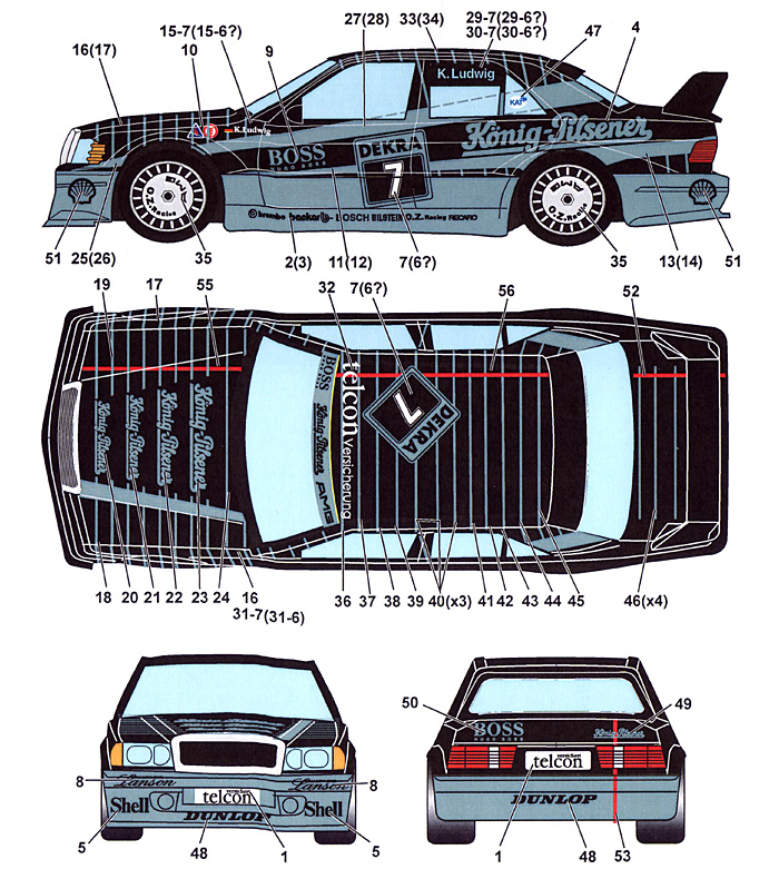 メルセデスベンツ 190E Konig Pilsner #6/#7 DTM 1990 デカール (スタジオ27 ツーリングカー/GTカー オリジナルデカール No.DC1013) 商品画像_1