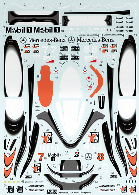 マクラーレン MP4/13 フルスポンサーデカール デカール (タブデザイン 1/20 デカール No.TABU-20128) 商品画像