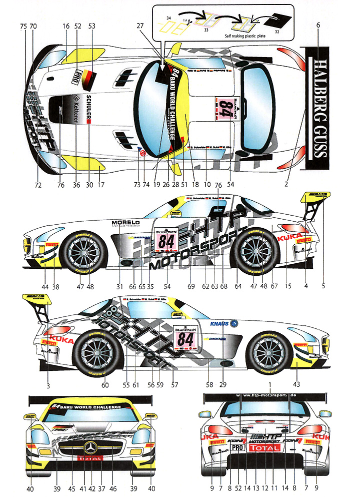 メルセデス ベンツ SLS AMG GT3 #84 スパ24時間レース 2013年 デカール (スタジオ27 ツーリングカー/GTカー オリジナルデカール No.DC1017) 商品画像_1