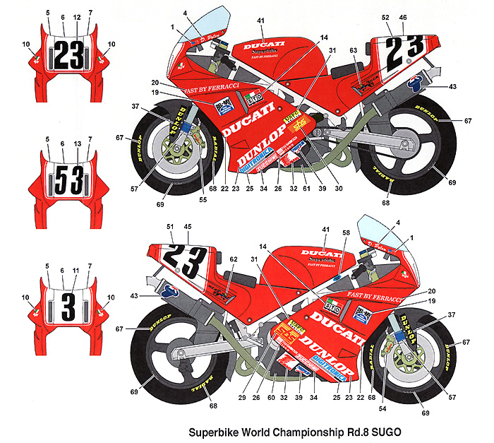 ドゥカティ 888 WSBK #23 1991 デカール (スタジオ27 バイク オリジナルデカール No.DC1007) 商品画像_1