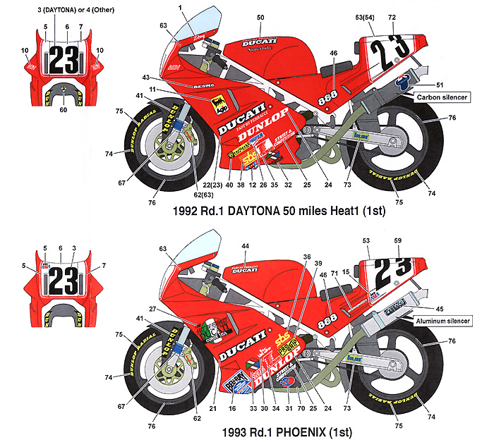 ドゥカティ 888 AMA #23 1992/93 デカール (スタジオ27 バイク オリジナルデカール No.DC1008) 商品画像_1