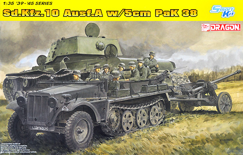 Sd.Kfz.10 Ausf.A 1tハーフトラック  w/ 5cm PaK38 対戦車砲 プラモデル (ドラゴン 1/35 